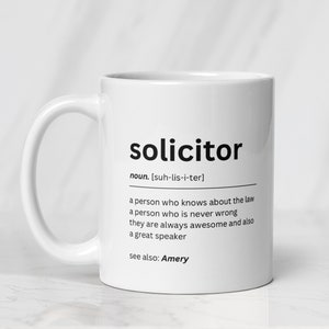 Personalised Solicitors gift - Future solicitor gift- Law student presents - Colleagues work coffee mug - Coworker solicitor definition mug