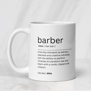Regalo per barbiere - Tazza con definizione personalizzata - Articoli essenziali per il barbiere - Il miglior barbiere di sempre - Regali per parrucchieri da uomo
