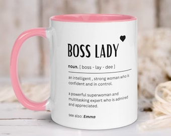Personalised boss lady mug - Gifts for boss female - Boss definition - Funny gift ideas for office bestie - Promotion congratulations