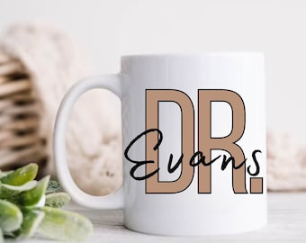 Personalised doctor mug with name -  5 colour options - New Qualified Dr gifts - Medical student school graduation present -