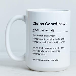 Personalised CHAOS COORDINATOR funny mug-Funny coffee cup-Collague-coworker-gift for her-gift for him-Seasonal gifts-Definition mug