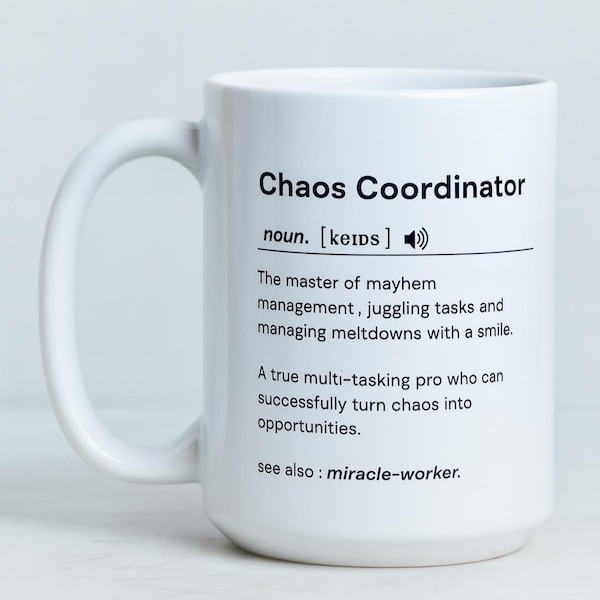 Personalised CHAOS COORDINATOR funny mug-Funny coffee cup-Collague-coworker-gift for her-gift for him-Seasonal gifts-Definition mug