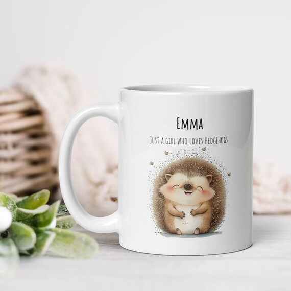 Personalised Hedgehog Mug – Custom Wildlife Name Gift