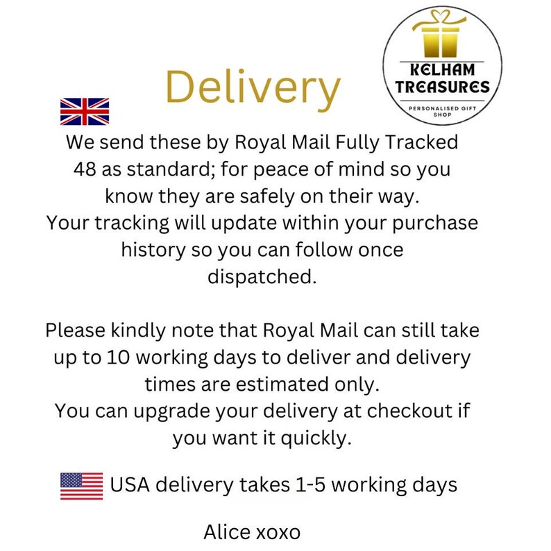 Delivery to the UK and USA.