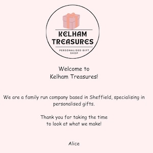 Kelham Treasures is a shop that specialises in personalised gift shops.