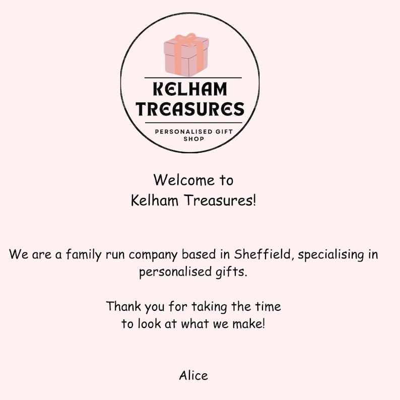 Kelham Treasures is a shop that specialises in personalised gift shops.