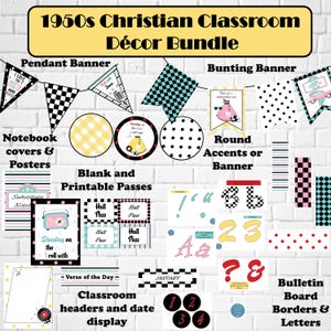 1950s Christian Classroom Decor Bundle: Printable Posters (Digital Download)