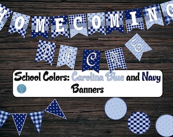 Schulbanner in Carolina-Blau und Marineblau: Homecoming, Abschlussfeier (Digitaler Download)
