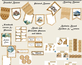 Kit di decorazioni per l'aula di storia antica: cartelli, striscioni, etichette (download digitale)