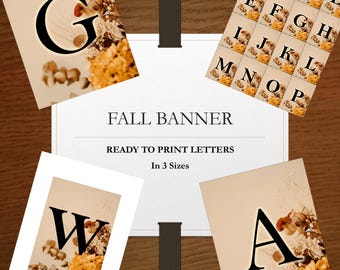 Autumn Floral Banner: Printable | Mantel, Classroom Decor, Bulletin Board (Digital Download)