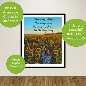 Blessed Assurance Wall Art. This is my Story, This is My Song, Praising My Savior All the Day Long. Easy and Affordable Home Decor