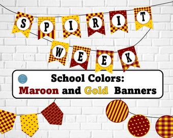Banner in den Schulfarben Kastanienbraun und Gold: Homecoming, Abschlussfeier (Digitaler Download)