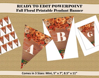 Fall Floral Pendant Banner: Thanksgiving Decor (Digital Download)