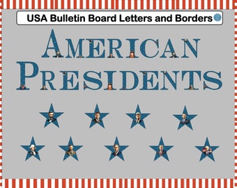Patriotic USA Stars and Stripes Bulletin Board Letters and Borders for May, Memorial Day, Veterans Day or 4th of July, Independence Day