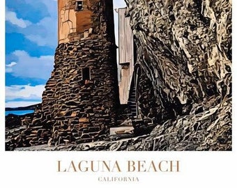 Laguna Beach California Poster Series , Laguna Victoria Beach Castle