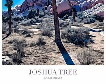 Joshua Tree National Park Poster - California Desert Landscape Art - Joshua Tree Poster - Adventure Wall Art - Scenic Nature Print