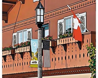 New Glarus Wisconsin Poster - Charming Downtown Art Print - Vibrant Community Spirit - Small Town Life Art - Bedroom Wall Decor