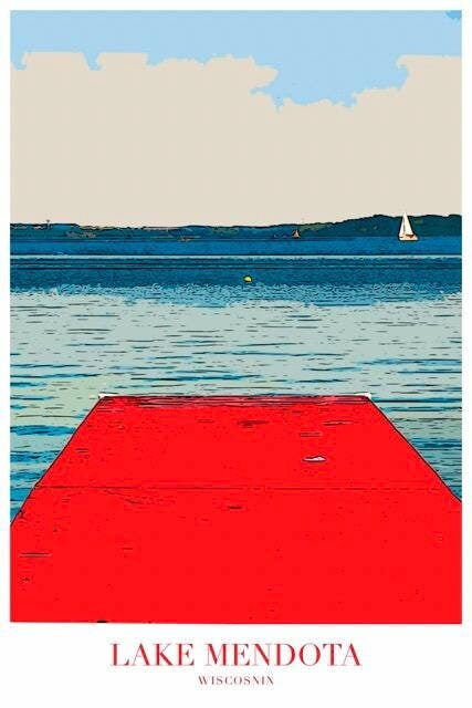 Madison Wisconsin Lake Mendota Poster - Wisconsin Alumni Art - Outdoor Scene Art - Nature Landscape Wall Decor - Wisconsin Art Print