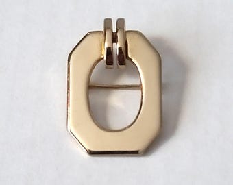 Vintage Signed MONET Gold Tone Brooch Pin Small Geometric Costume Jewelry