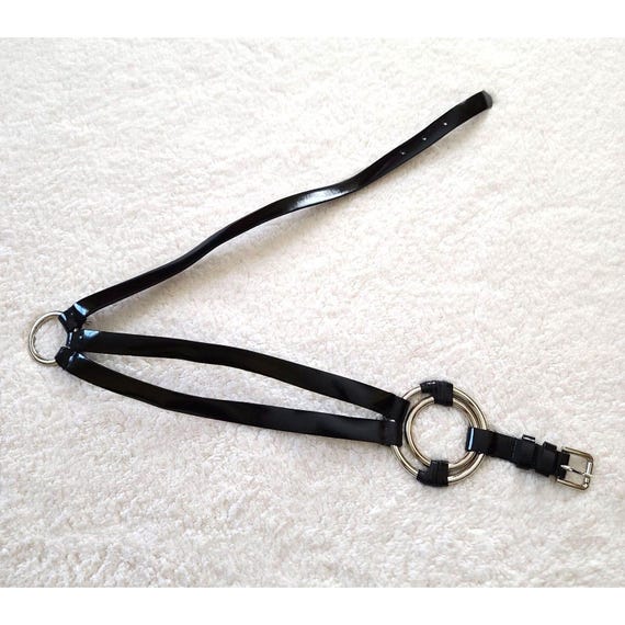 Vintage Sandy Duftler Designs Genuine Leather Belt Silver metallic belt Sandy Duftler Designs vintage L main image 3