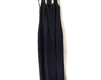 Vintage BB Collections Halter Maxi Sheath Dress Sz 6 Black Front Slit Formal Prom Dressy