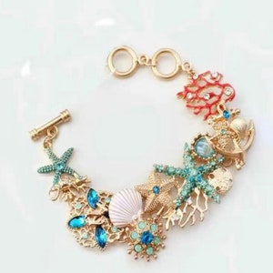 Ocean Bracelet, Star Fish Coral Bracelet, Charm Bracelet, Bracelet For Women.