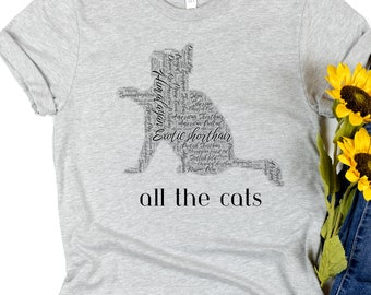 T-shirt Word Art Races de chats : cadeau pour les fans de félins