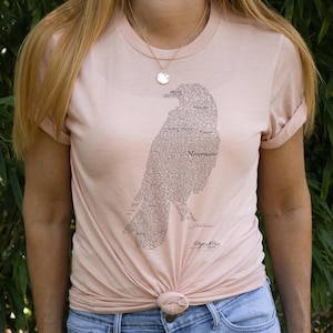 Edgar Allan Poe The Raven Text Art T-Shirt, Gothic Literature Gift, 100% Cotton image 8