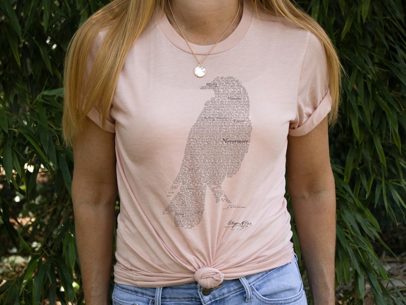 Edgar Allan Poe The Raven Text Art T-Shirt, Gothic Literature Gift, 100% Cotton image 8