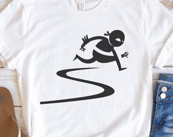 Can't Catch Me T-Shirt, a Perfect Birthday or Anytime Gift for Hip, Fast, and Sneaky Runners or Troublemakers, 100% Cotton (MASKRUNR-LT)