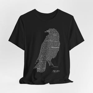 Edgar Allan Poe The Raven Text Art T-Shirt, Gothic Literature Gift, 100% Cotton image 1