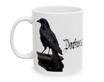 Edgar Allan Poe Raven Mug: Gothic Literature Coffee Cup
