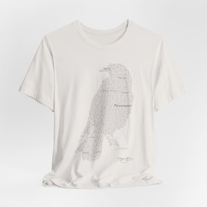 Edgar Allan Poe The Raven Text Art T-Shirt, Gothic Literature Gift, 100% Cotton image 5