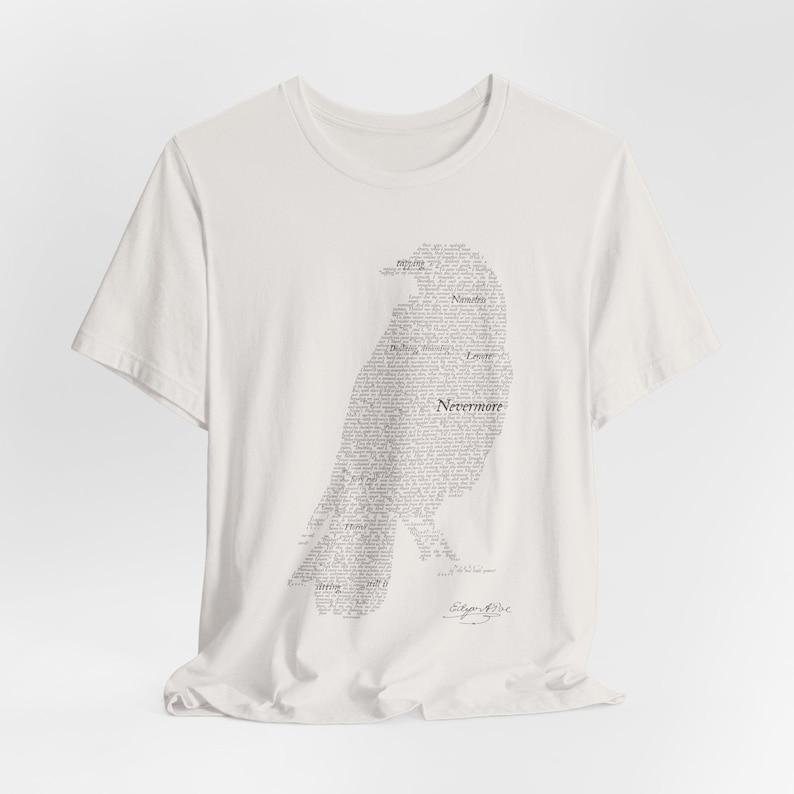 Edgar Allan Poe The Raven Text Art T-Shirt, Gothic Literature Gift, 100% Cotton image 5