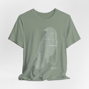 Edgar Allan Poe The Raven Text Art T-Shirt, Gothic Literature Gift, 100% Cotton image 7