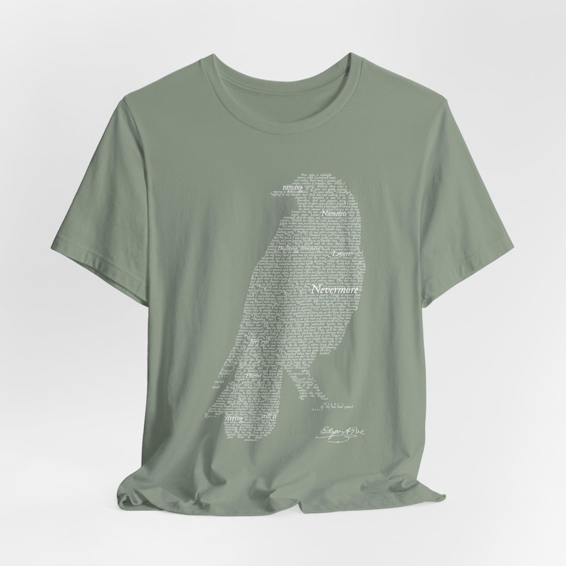 Edgar Allan Poe The Raven Text Art T-Shirt, Gothic Literature Gift, 100% Cotton image 7