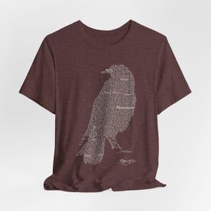 Edgar Allan Poe The Raven Text Art T-Shirt, Gothic Literature Gift, 100% Cotton image 6