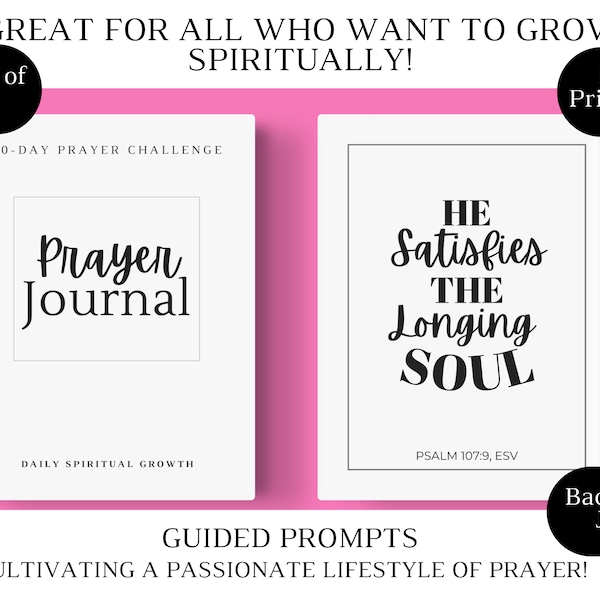 30 Day Prayer Journal Challenge, Prayer Journal, Gratitude journal, Bible Study, Jesus, God, Prayer Planner, New Years Resolution, Habit