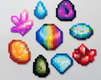 Stardew Valley Perler Minerals, Plain, Keychains & Magnets - Pixel Art Game Inspired Decor and Accessories