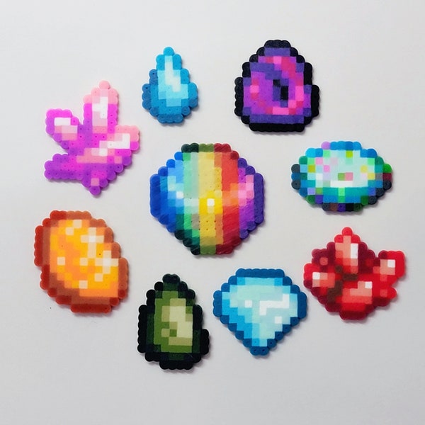 Stardew Valley Perler Minerals, Plain, Keychains & Magnets - Pixel Art Game Inspired Decor and Accessories