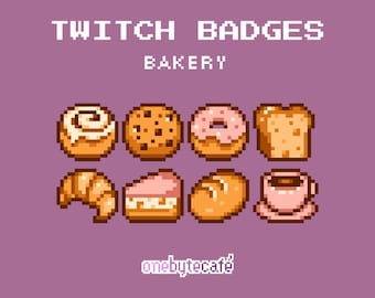 Cute Bakery Sub Badges for Twitch, Food Art Bit Badges, Pastries and Sweets, Premade Streaming Assets