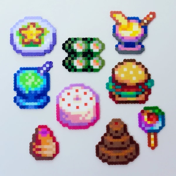 Stardew Valley Cooked Dishes Perler- Plain, Keychains or Magnets - Pixel Art Game Inspired Decor and Accessories