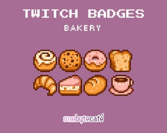 Badge di dolciumi carini per Twitch, badge di arte culinaria, pasticcini e dolci, risorse di streaming predefinite