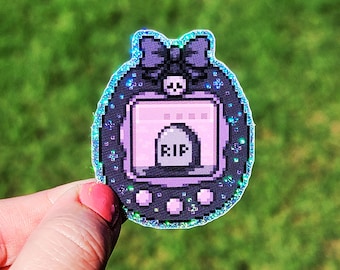 Tamagotchi Sparkly Pixel Art Sticker | Cute Retro Kawaii Design | Vinyl Decal for Laptops, Water Bottles, and Notebooks
