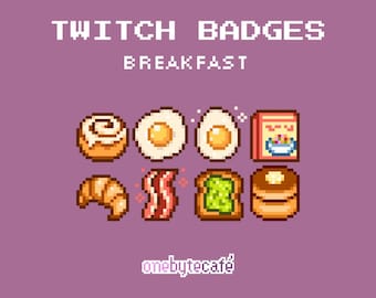 Badge carini per la colazione per Twitch, badge per l'arte culinaria, uova con pancetta e avocado, risorse per lo streaming predefinite