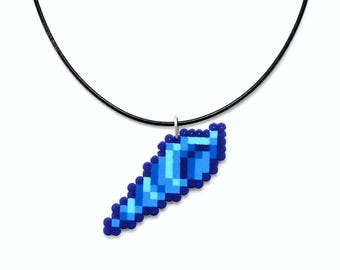 Stardew Valley Mermaid Pendant Necklace, Perler Bead Pixel Art Jewelry, Handmade Gamer Gift, Black Cord Necklace, Cozy Game Accessory
