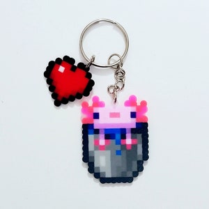 Minecraft Inspired Axolotl Perler Bead Keychain 