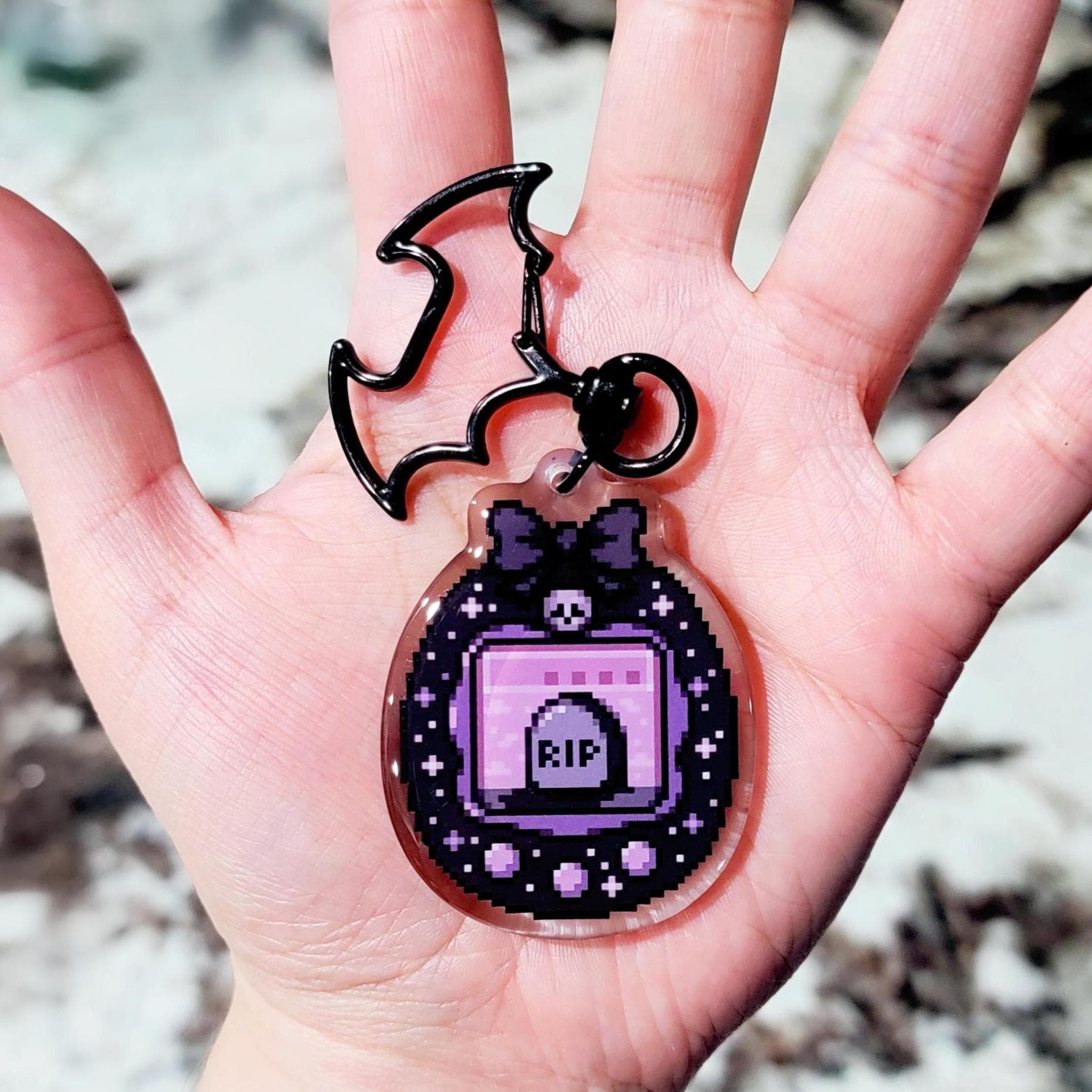 Tamagotchi Acrylic Keychain - Plain or Holo Epoxy Finish - Cute