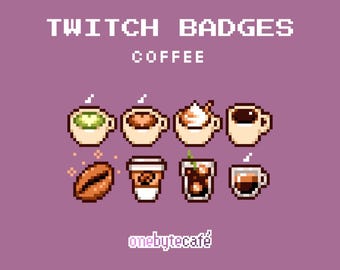 Cute Coffee Sub Badges for Twitch, Food Art Bit Badges, Matcha Latte Cappuccino, Premade Streaming Assets