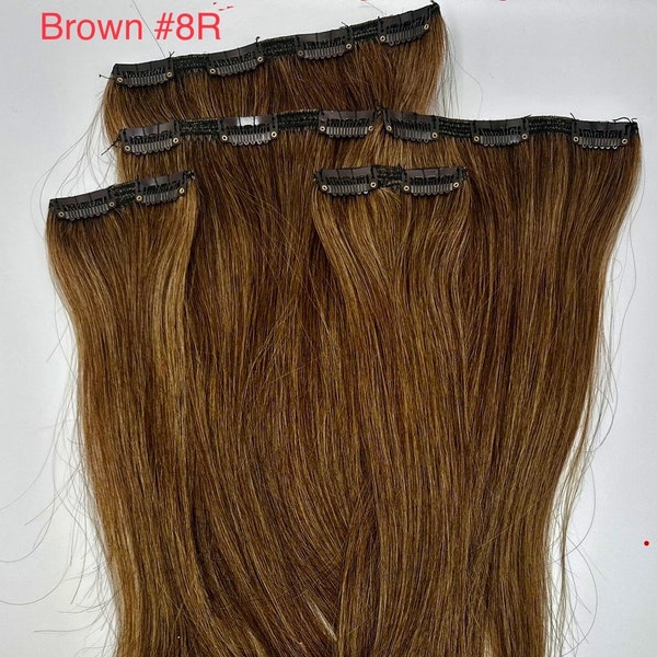 100% Real Human Hair Extension, Clip on for Full Head 5 pieces, 14 clips, Real Hair Sample Colors